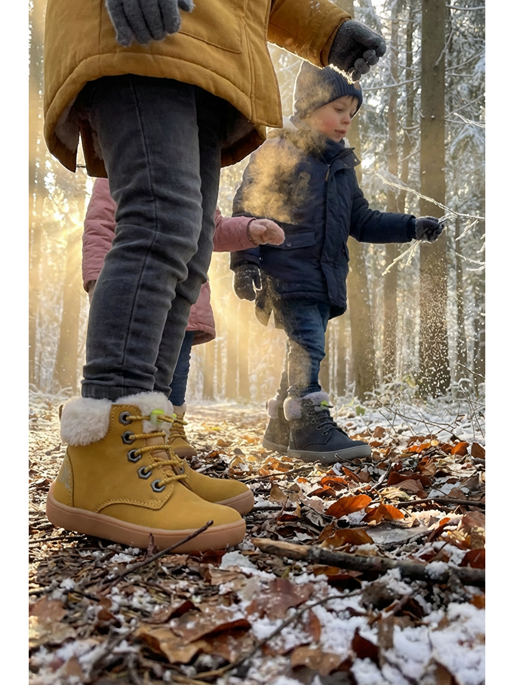 Furry Boots Sarı Nubuk Barefoot Çocuk Botu-3