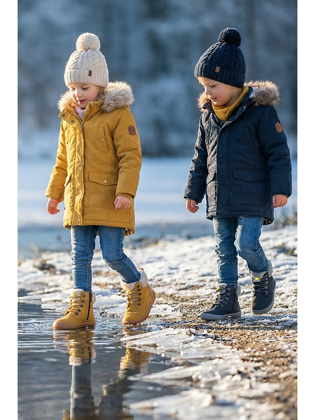 Furry Boots Sarı Nubuk Barefoot Çocuk Botu-4
