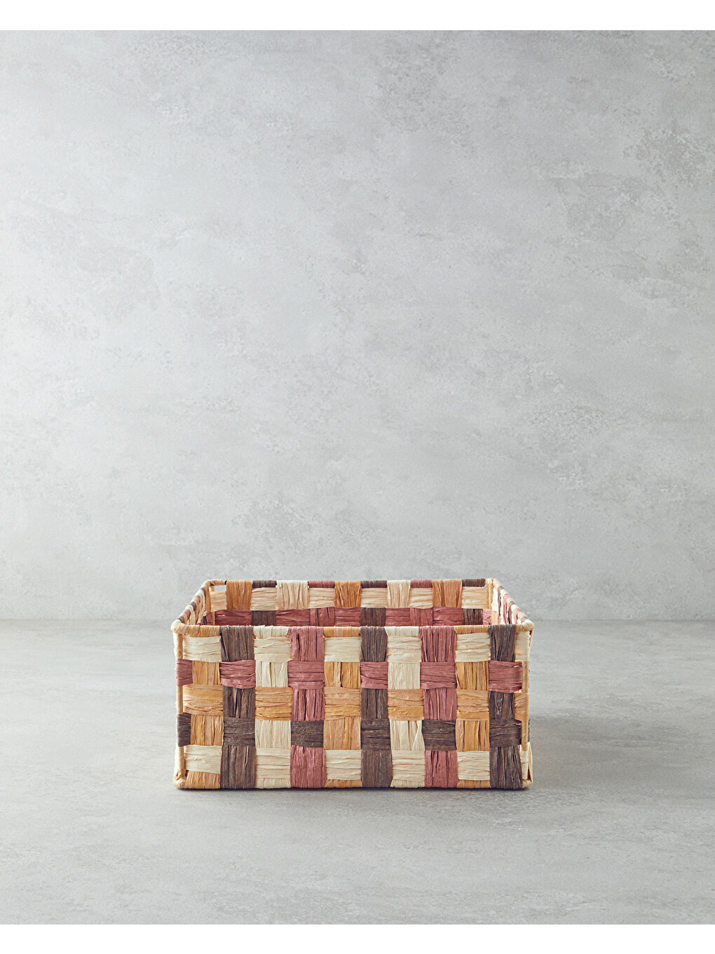 Kahverengi Modern Square Kağıt İp Sepet 26x26x12cm Kahve