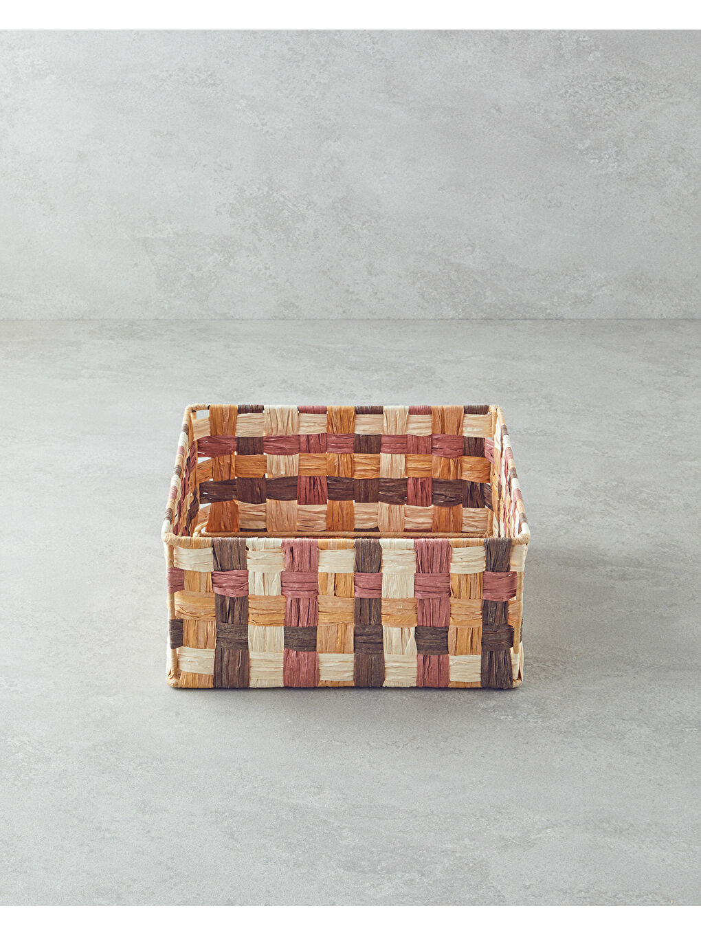 Kahverengi Modern Square Kağıt İp Sepet 26x26x12cm Kahve-1