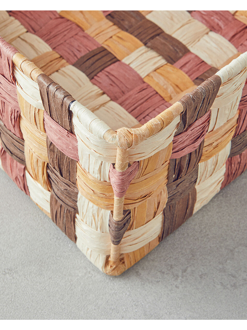 Kahverengi Modern Square Kağıt İp Sepet 26x26x12cm Kahve-2