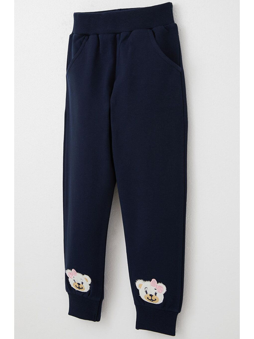 Pembe Kız Bebek Eşofman Takım Sevimli Ayıcık Nakışlı Çiçekli Gülkurusu (9 Ay-3 Yaş)-6