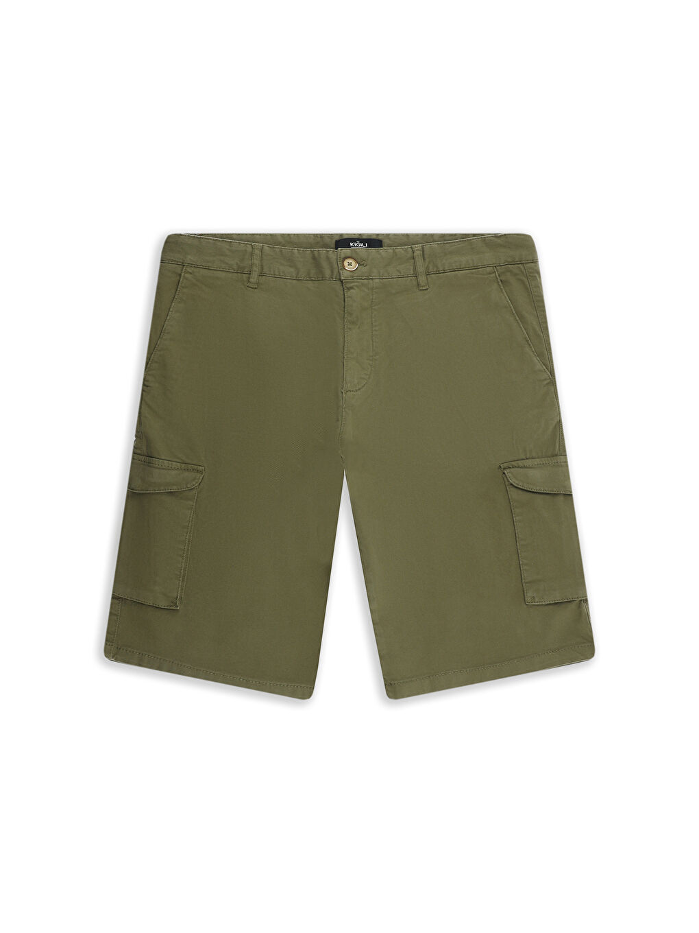 Haki Regular Fit Kargo Cepli Pamuklu Bermuda Şort