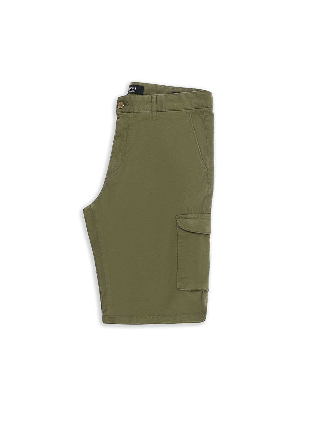 Haki Regular Fit Kargo Cepli Pamuklu Bermuda Şort-1