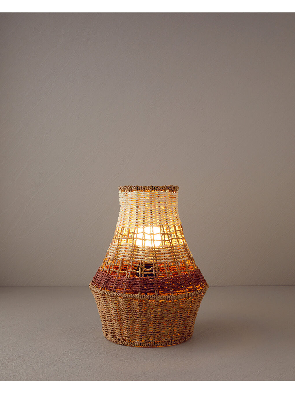 Bej Lenore Kağıt İp Abajur 12x18x30 cm Natural-1
