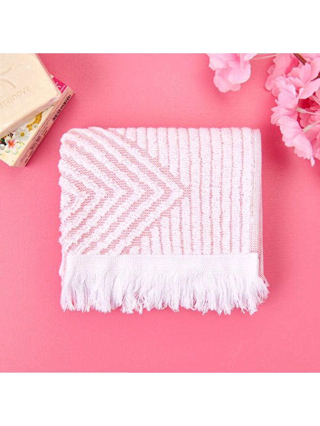 Soft Leaves El Havlusu - Pembe - 30x50 cm