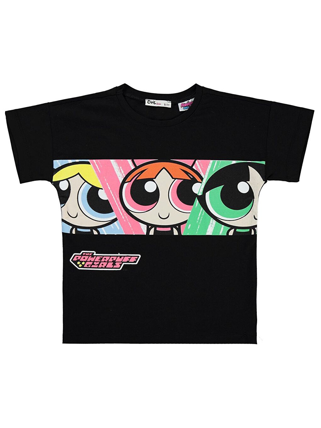 Civil Siyah Powerpuff Girls Kız Çocuk Tişört 10-13 Yaş Siyah