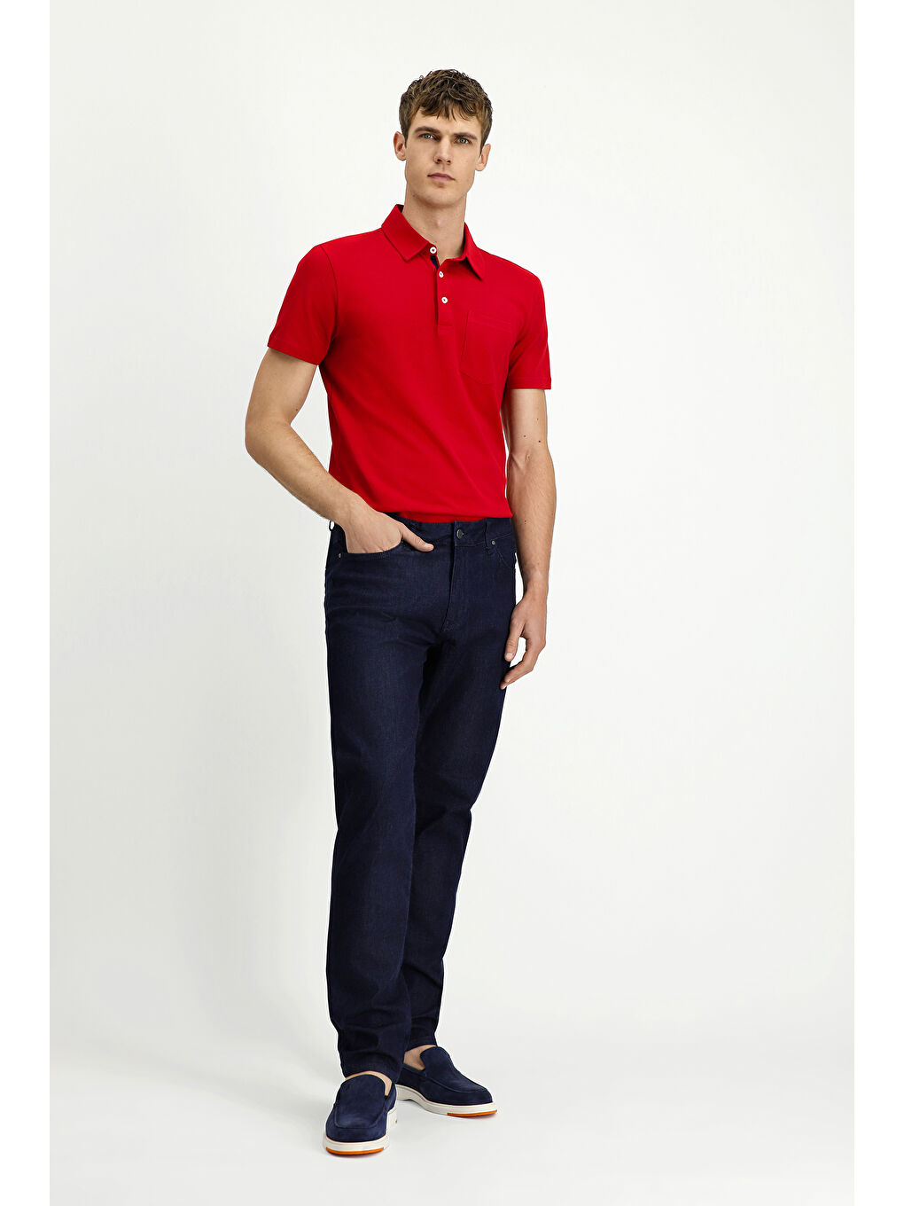 Lacivert Regular Fit Elastanlı Denim Pantolon-1