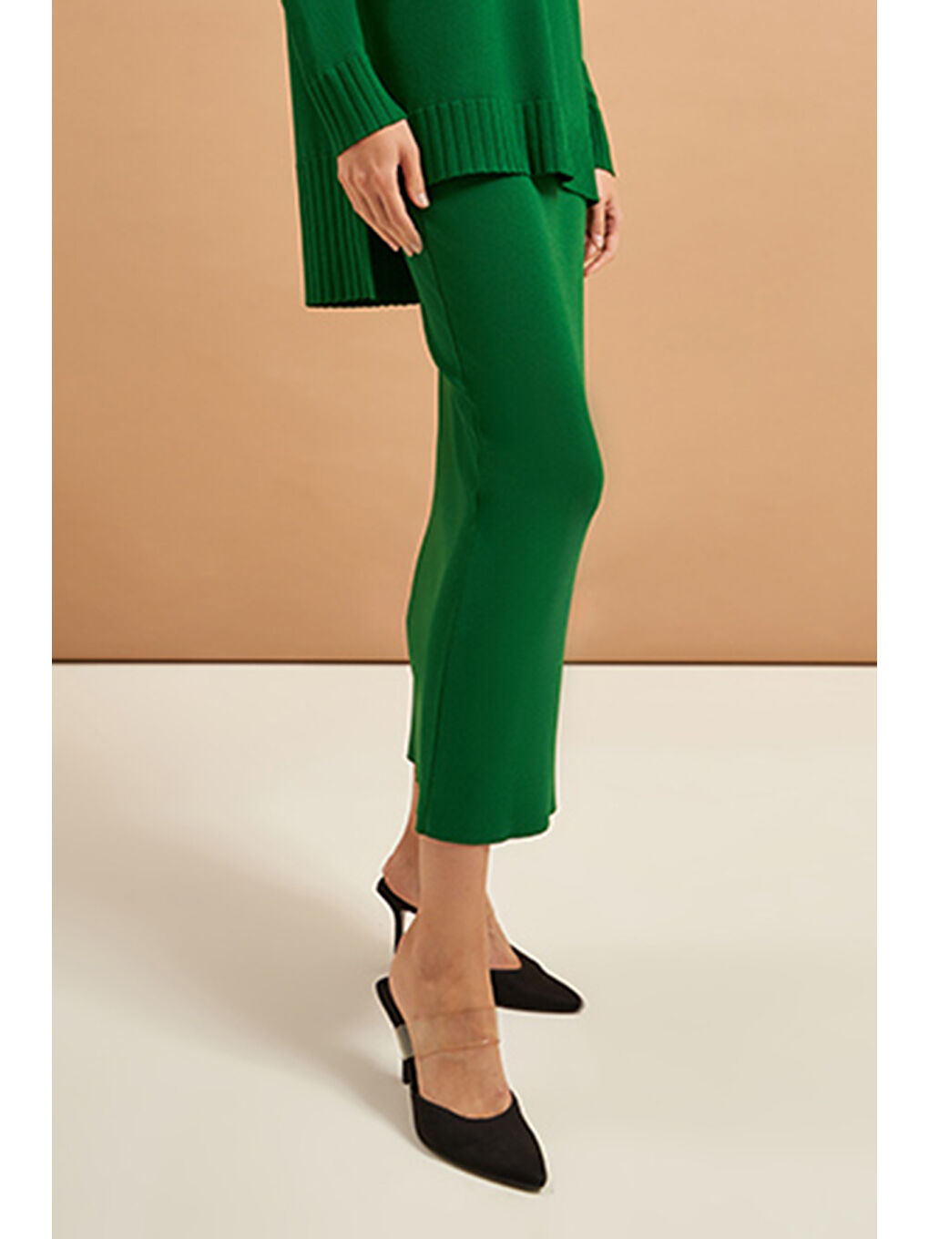 Yeşil Merserize Çelik Örme Etek NS-23K-013ETK-1