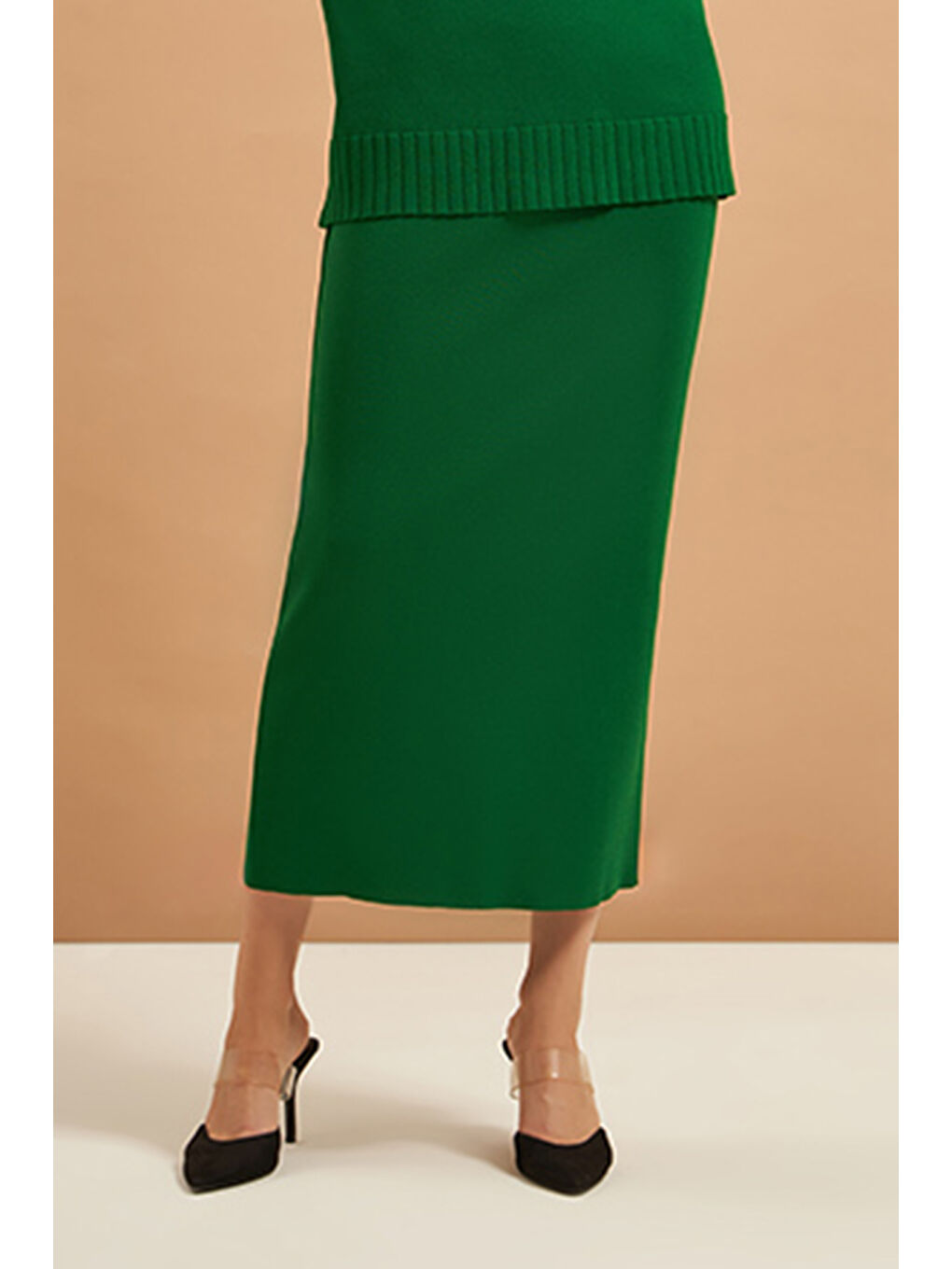 Yeşil Merserize Çelik Örme Etek NS-23K-013ETK-3