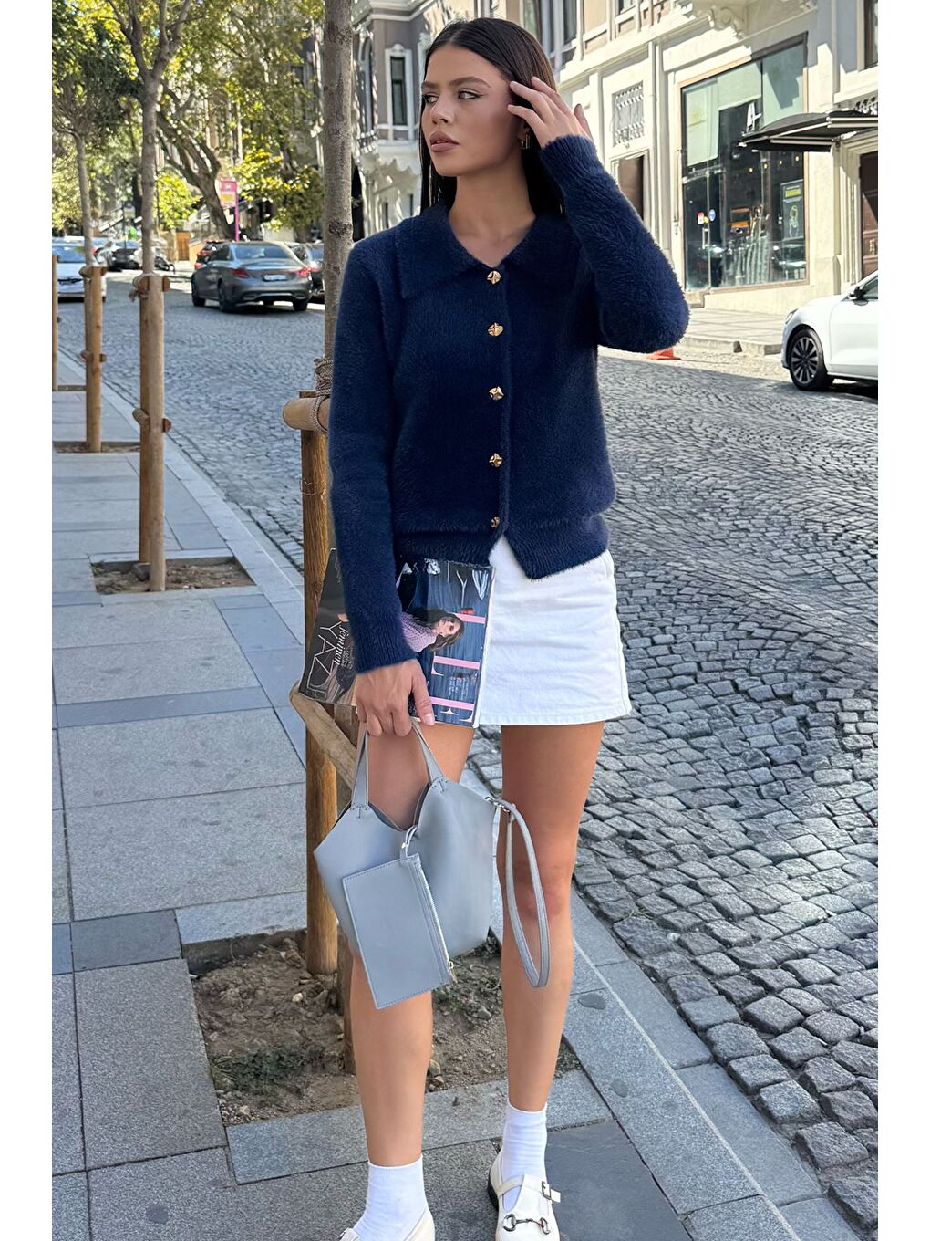 Lacivert Kadın Yumoş İplik Triko Ceket (s-m-l Uyumludur)