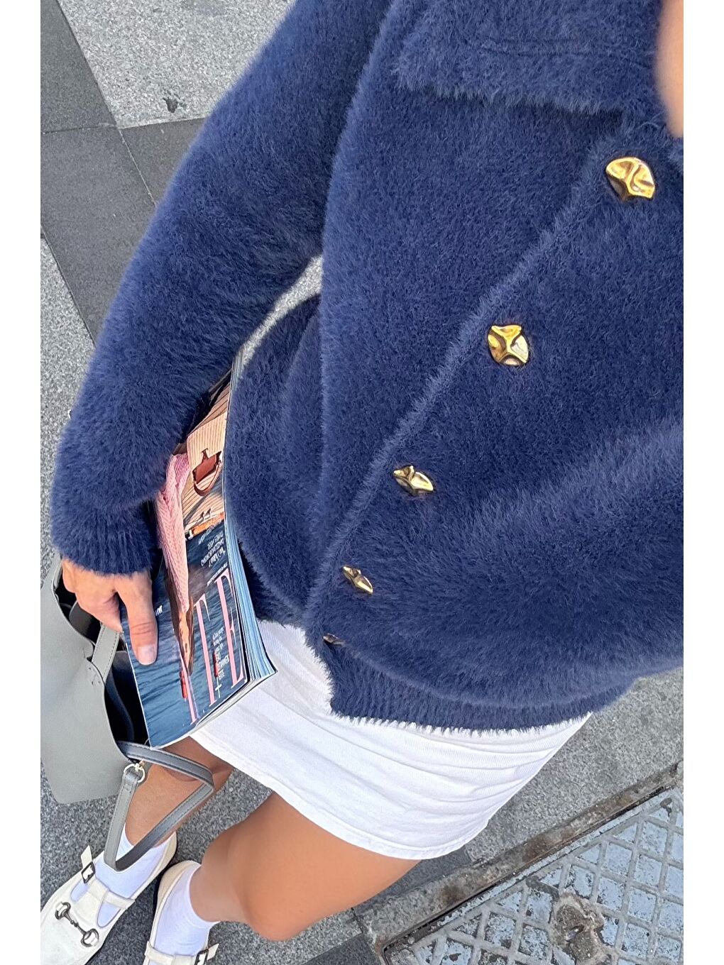 Lacivert Kadın Yumoş İplik Triko Ceket (s-m-l Uyumludur)-5