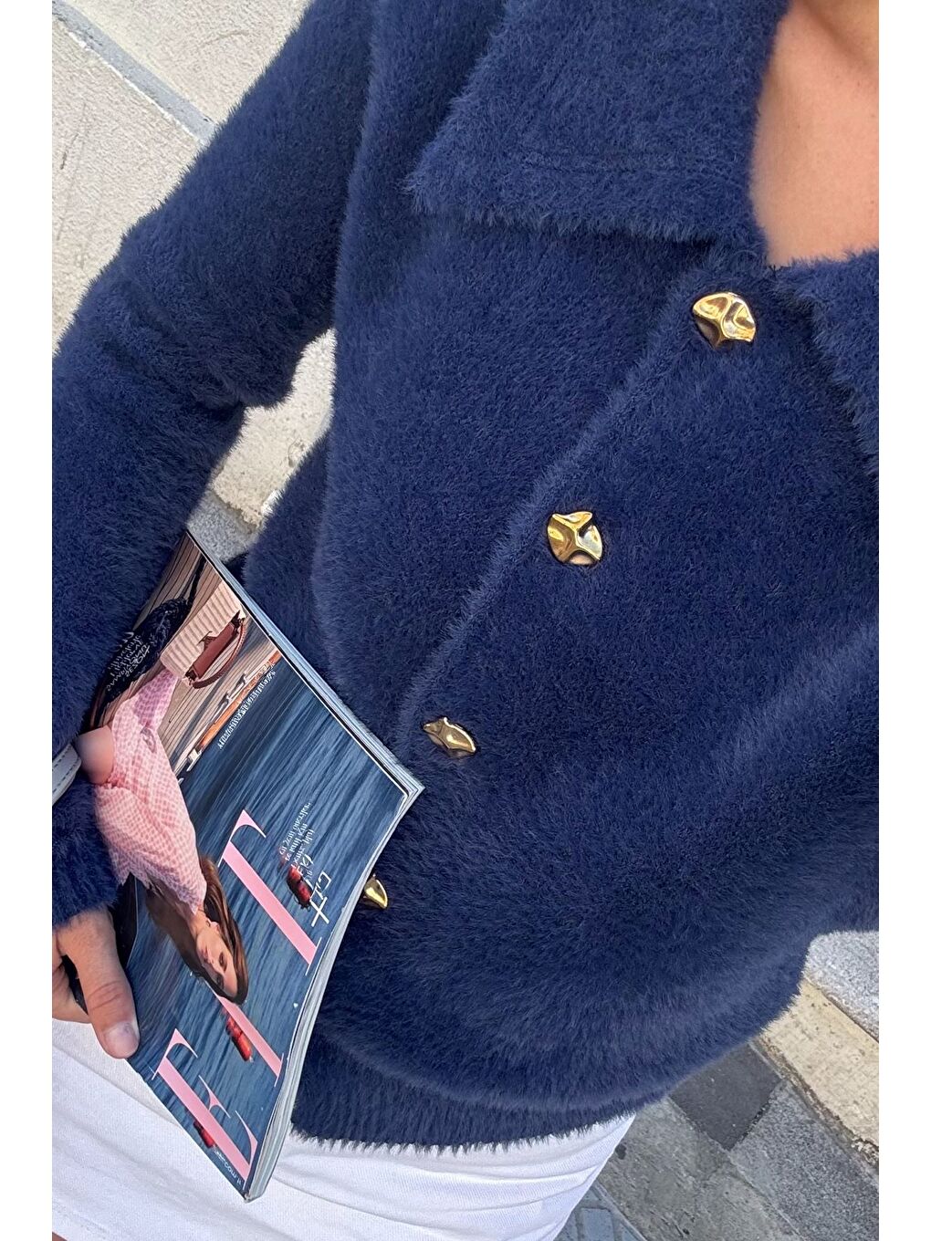 Lacivert Kadın Yumoş İplik Triko Ceket (s-m-l Uyumludur)-6