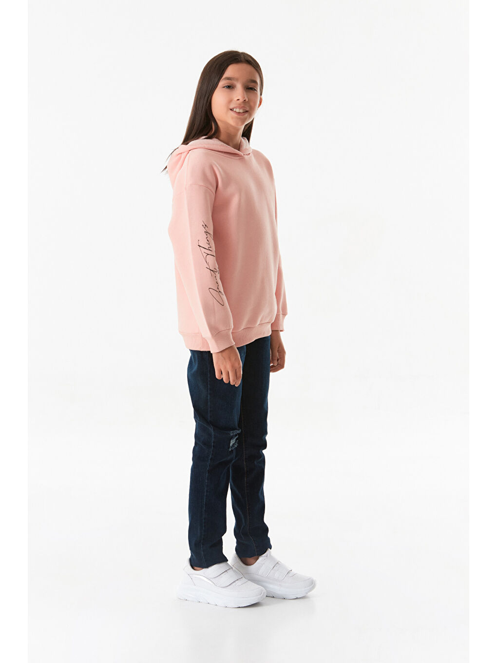 Fullamoda Pudra Pembe Kapüşonlu Kız Çocuk Sweatshirt - 2