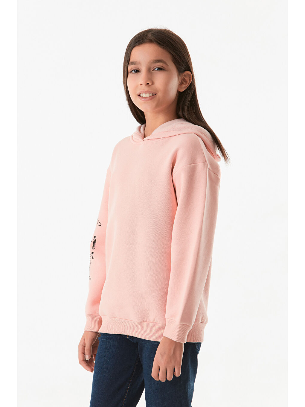 Fullamoda Pudra Pembe Kapüşonlu Kız Çocuk Sweatshirt - 3