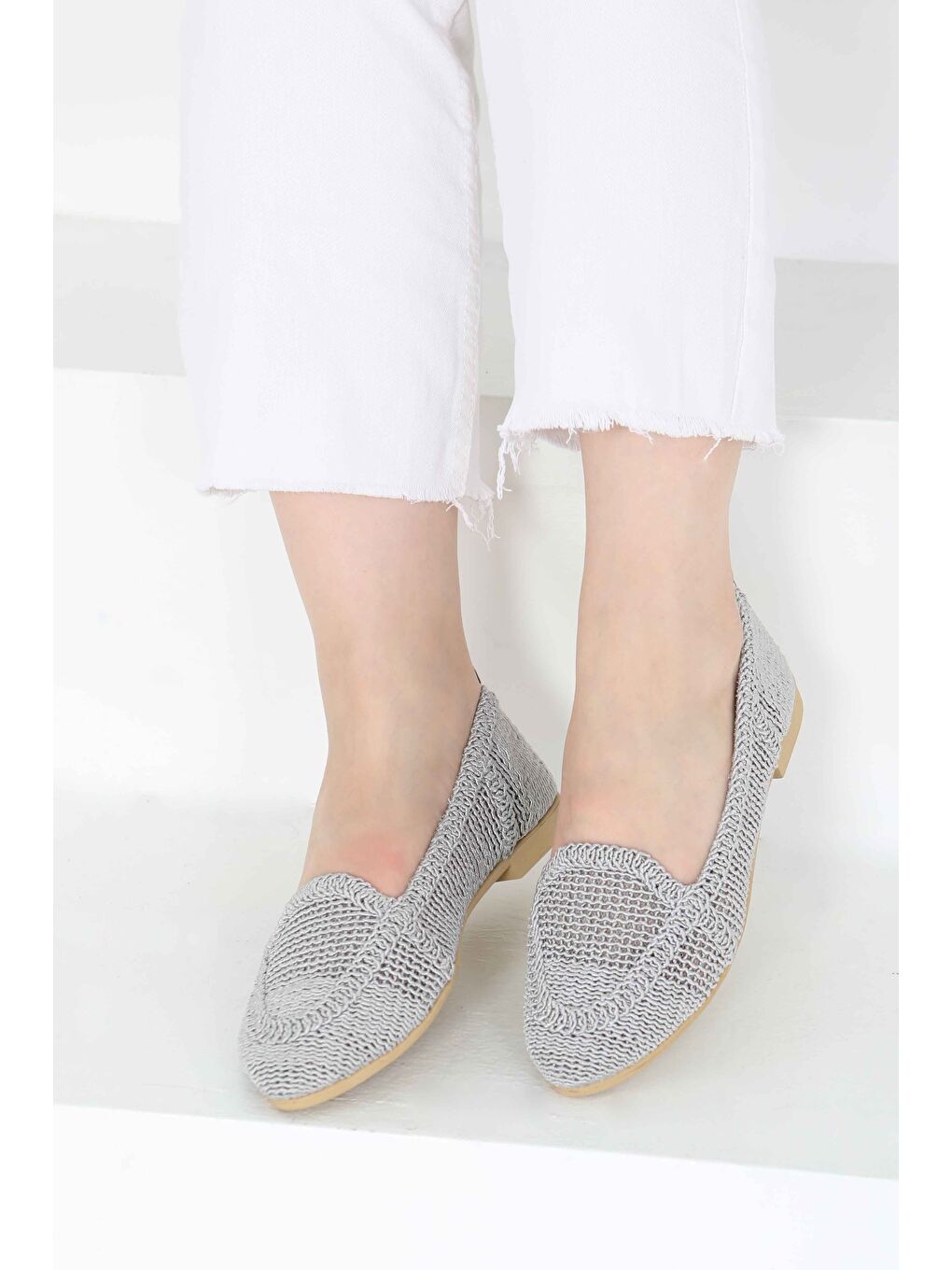 Kadın Gri Örgülü Babet - 27241