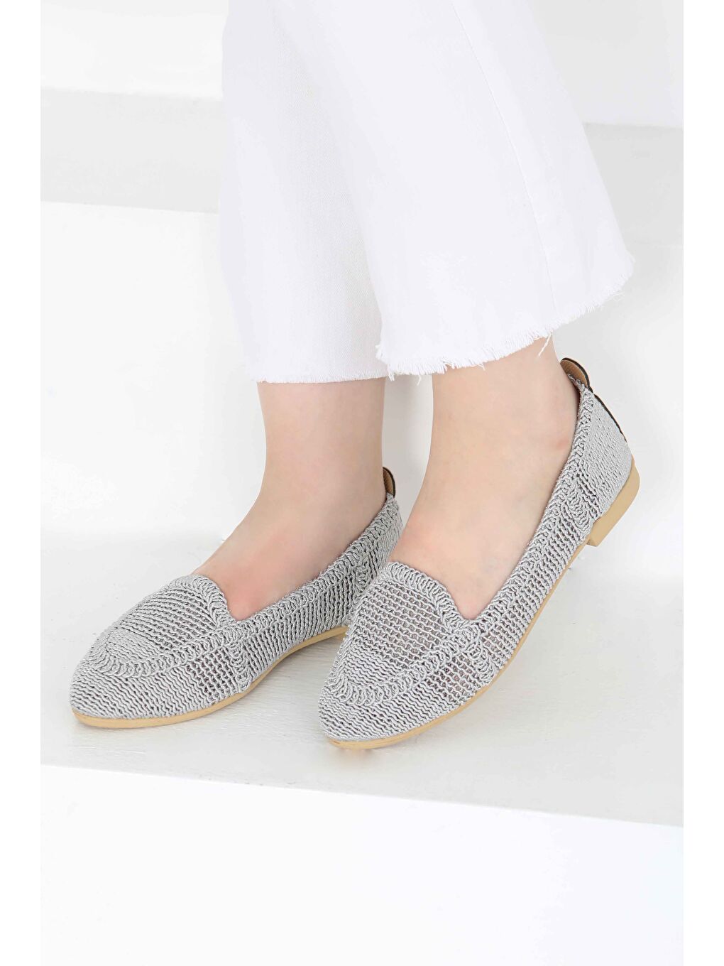 Kadın Gri Örgülü Babet - 27241-2