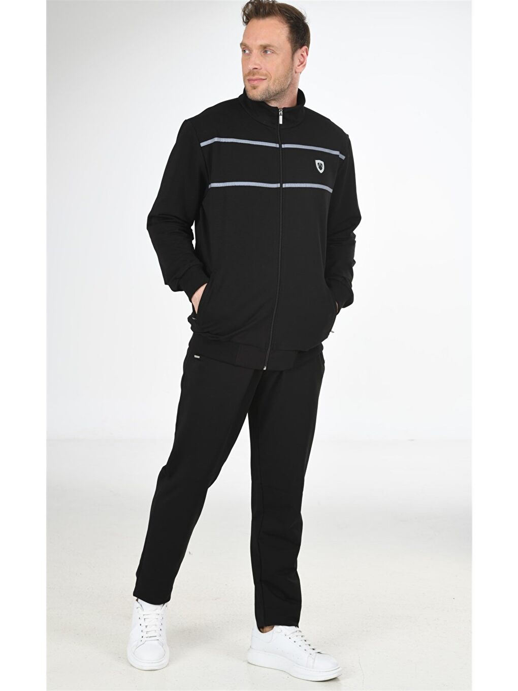 Siyah Pamuklu Büyük Beden Erkek Eşofman Takımı 201514