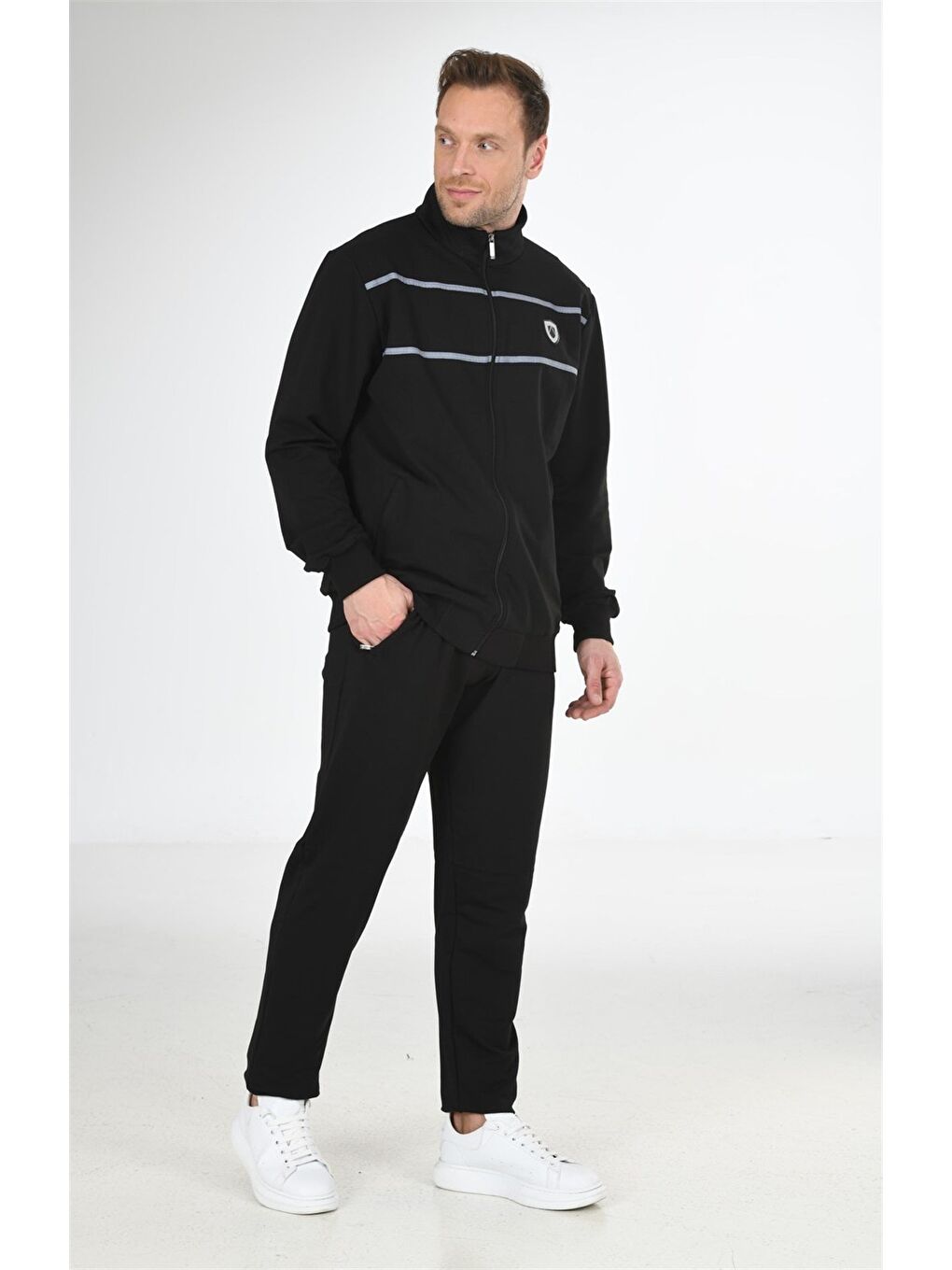 Siyah Pamuklu Büyük Beden Erkek Eşofman Takımı 201514-1