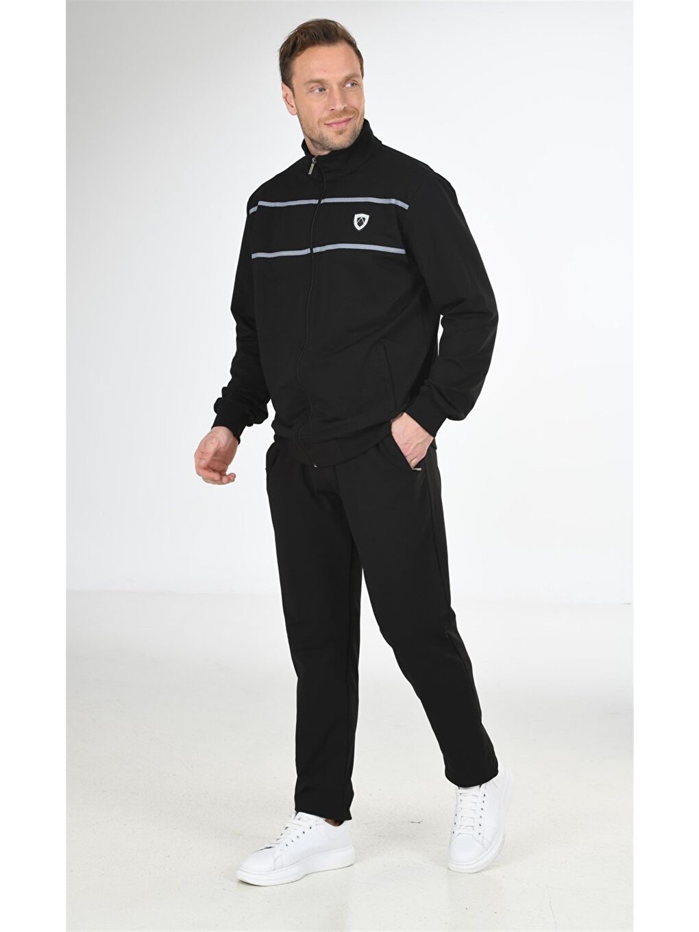 Siyah Pamuklu Büyük Beden Erkek Eşofman Takımı 201514-2