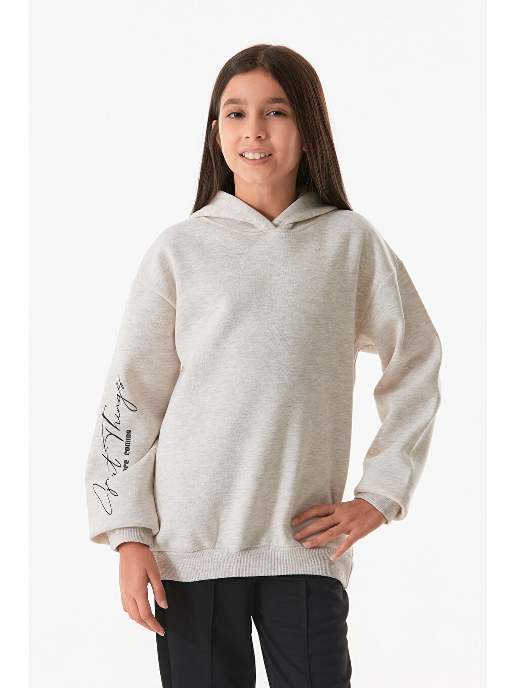 Fullamoda Taş Kapüşonlu Kız Çocuk Sweatshirt