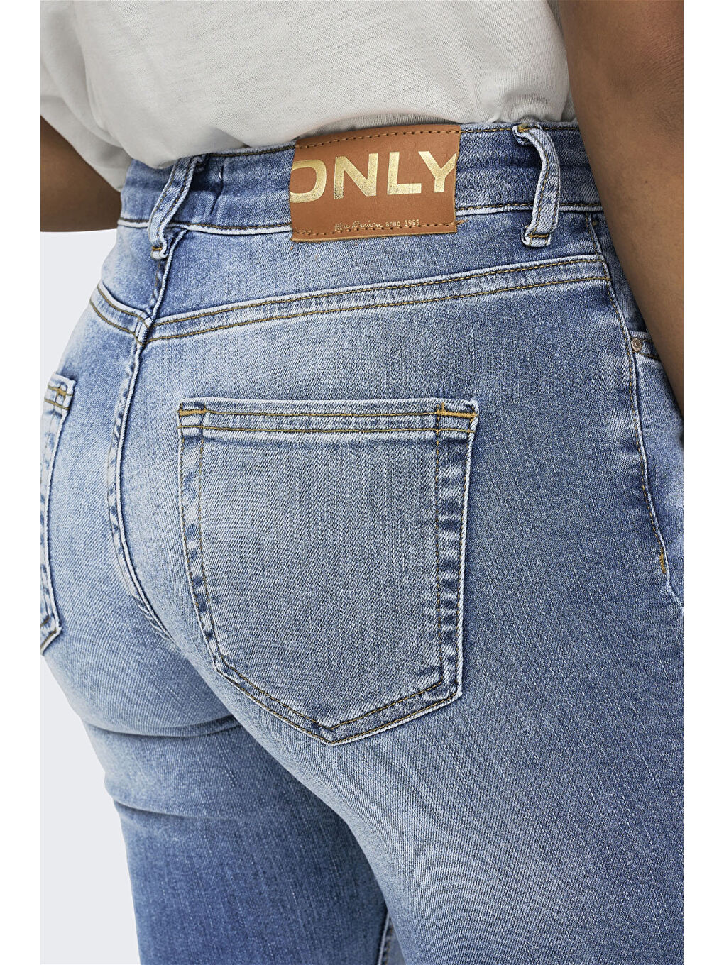 Only Mavi Onlblush Süper Streç Normal Bel İspanyol Paça Jeans Kadın Jean Pantolon 15245444 - 4