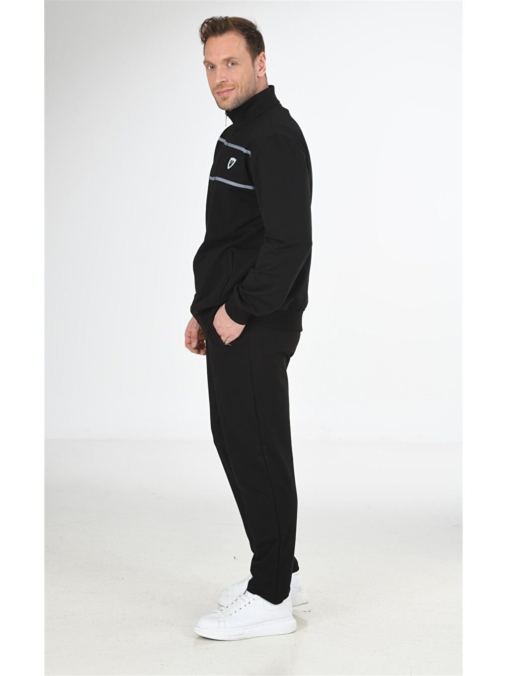 Siyah Pamuklu Büyük Beden Erkek Eşofman Takımı 201514-3