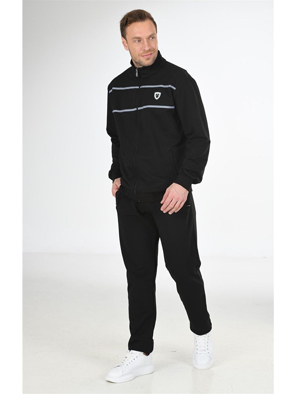 Siyah Pamuklu Büyük Beden Erkek Eşofman Takımı 201514-4