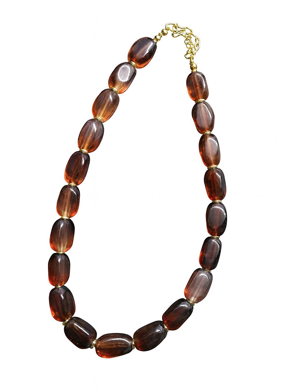 Kahverengi Amorf Büyük Boncuklu Kolye-1