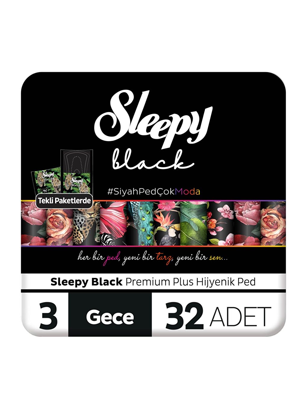 Black Premium Plus Hijyenik Ped Gece 32 Adet