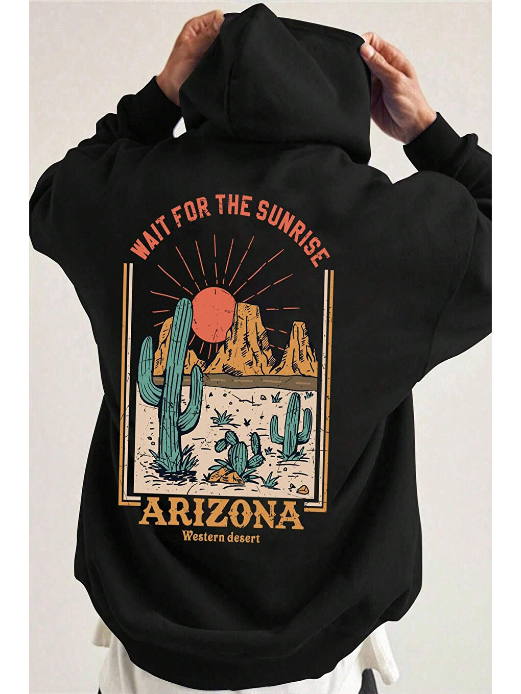 uyguntarz Siyah Arizona Baskılı Unisex Oversize Sweatshirt - 1