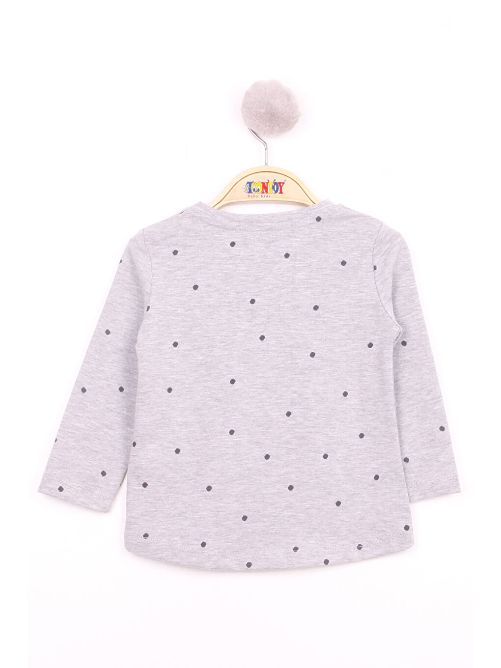 Gri Kız Bebek Köpek Nakışlı T-Shirt-1