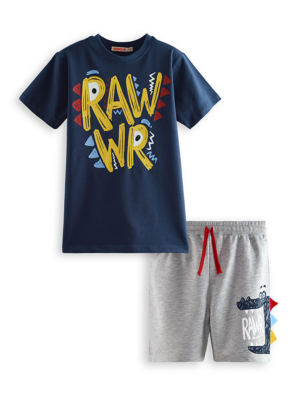 Lacivert Rawr Erkek Çocuk T-shirt Şort Takım-2