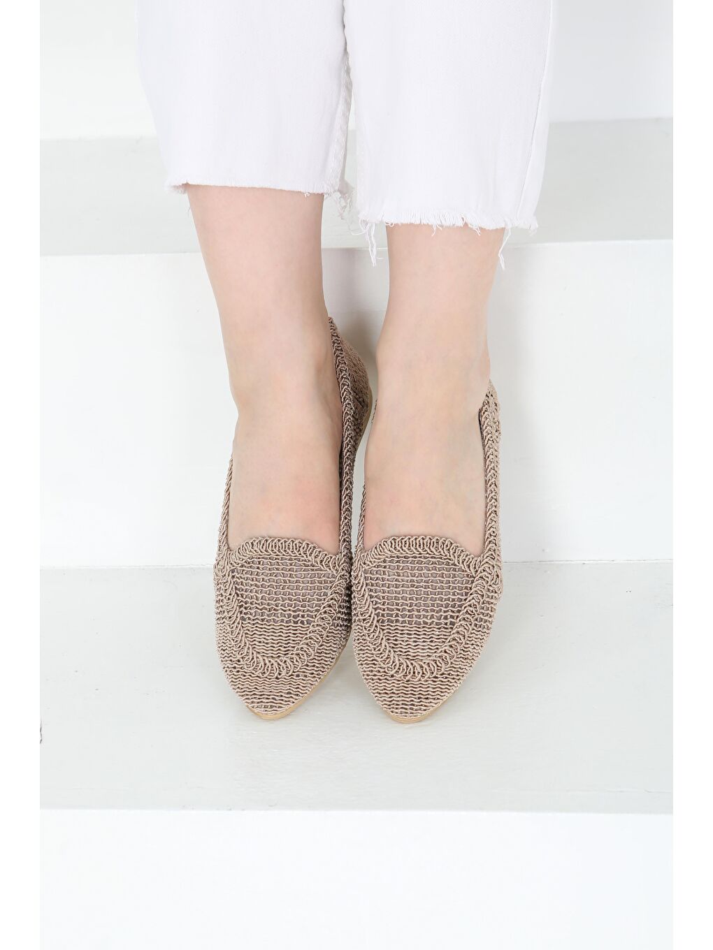 Bej Kadın Vizon Örgülü Babet - 27241-2