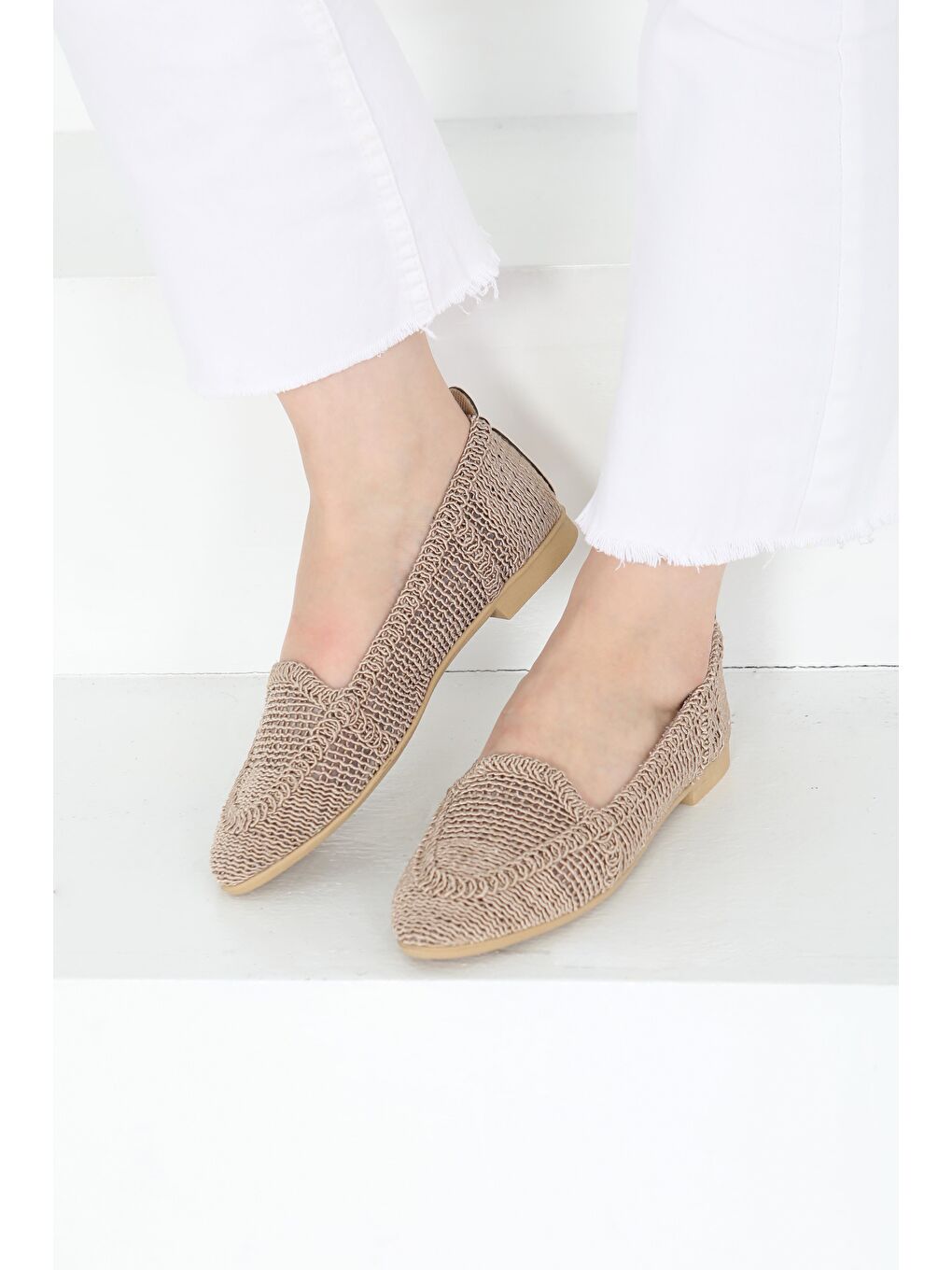 Bej Kadın Vizon Örgülü Babet - 27241-3