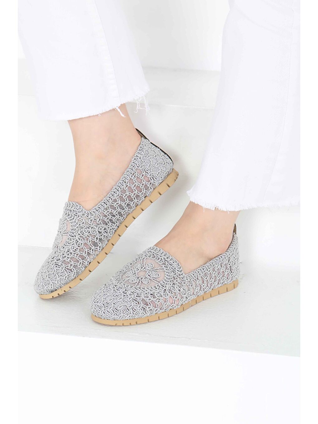 Kadın Gri Örgülü Babet - 27240-2