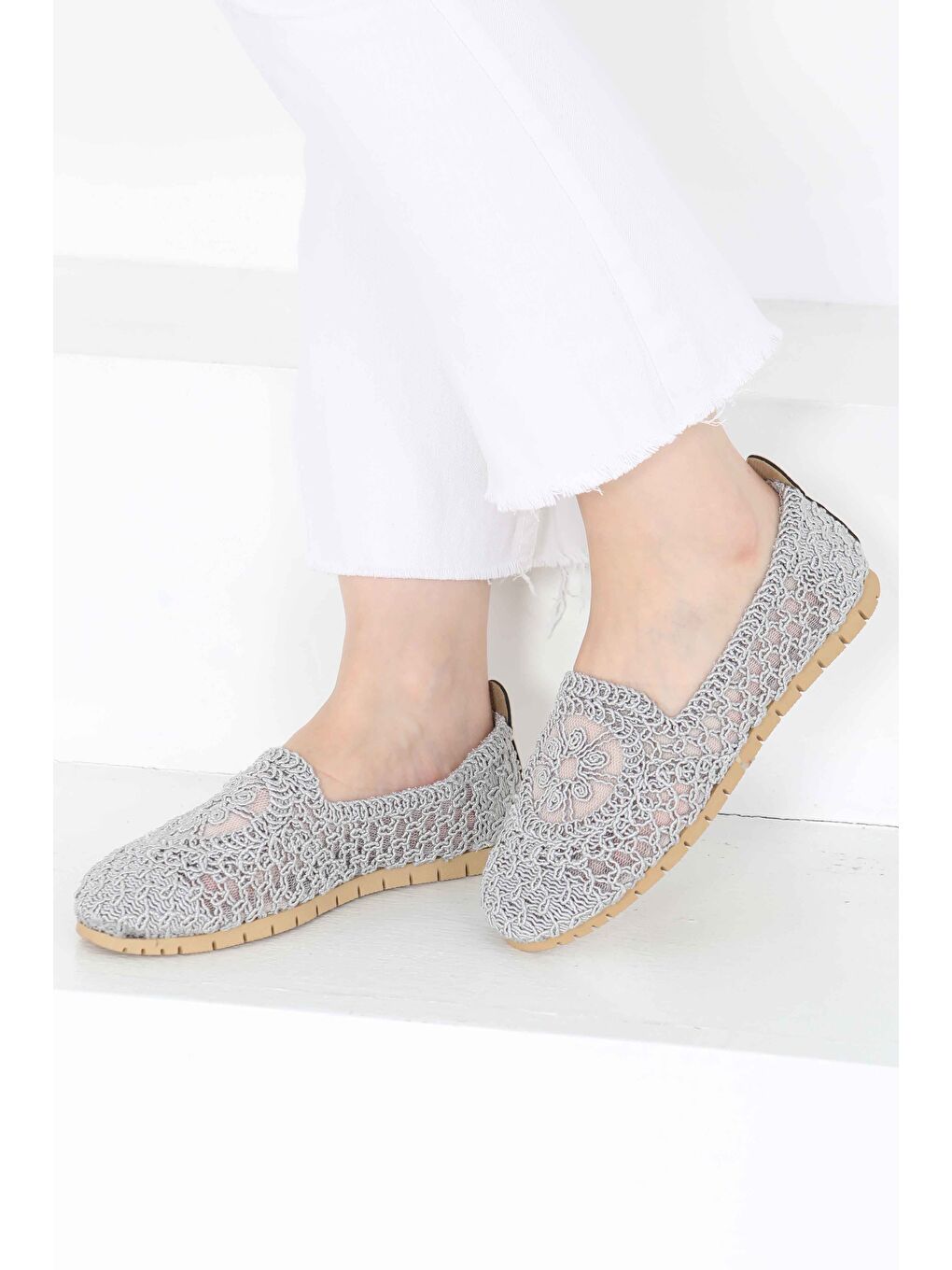 Kadın Gri Örgülü Babet - 27240-3