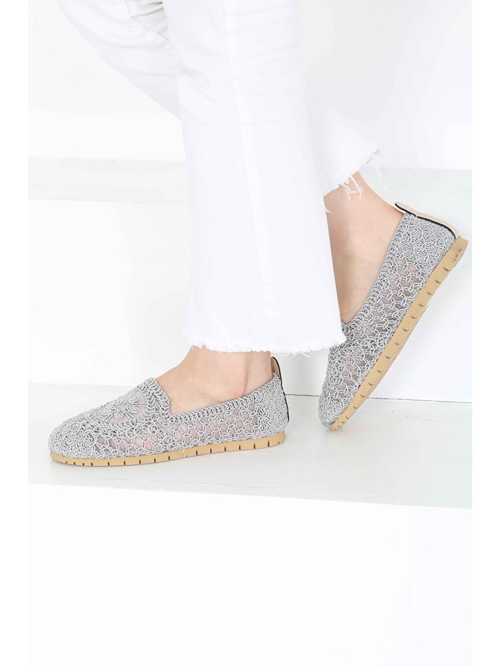 Kadın Gri Örgülü Babet - 27240-5