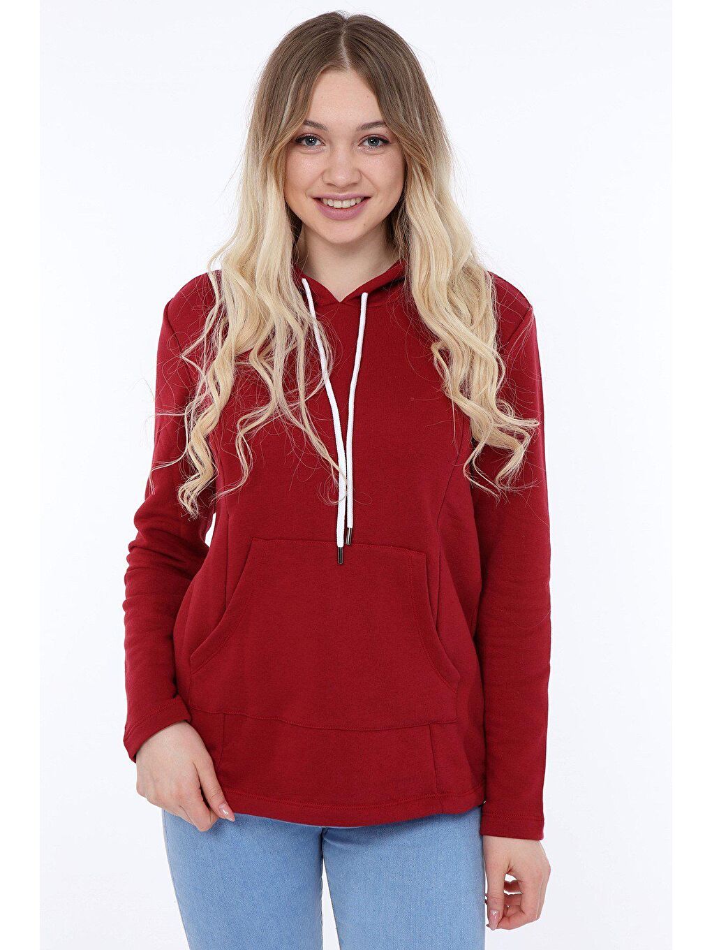 Luvmabelly Bordo Kapu¨şonlu Kadın Emzirme Sweatshirt - 1