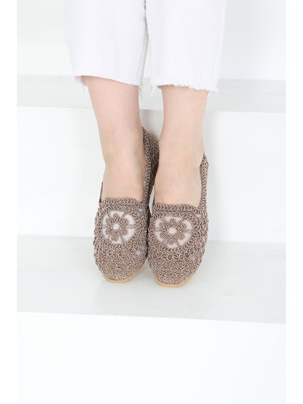 Bej Kadın Vizon Örgülü Babet - 27240-2