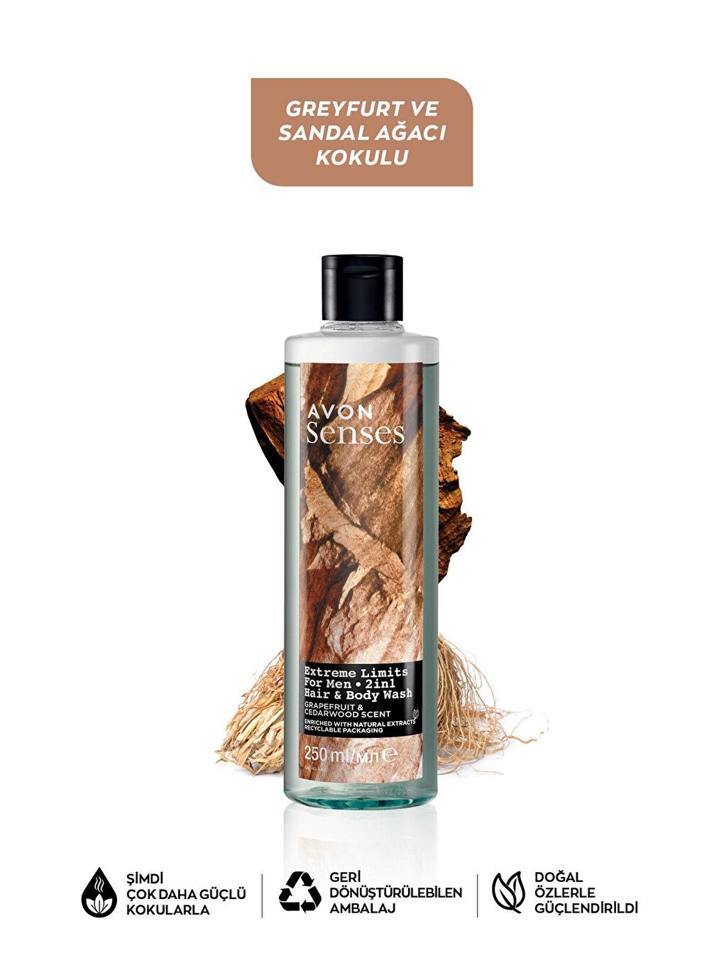 Senses Extreme Limits Greyfurt ve Sandal Kokulu Saç ve Vücut için Erkek Duş Jeli 250 Ml.-1