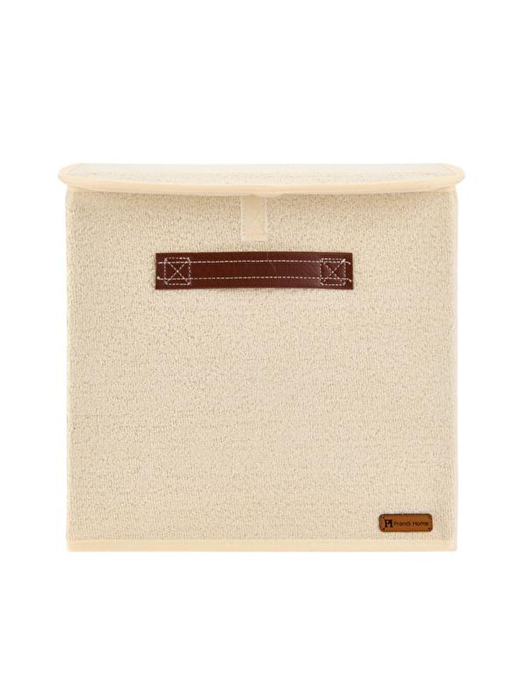 Ekru Kumaş Kapaklı Kutu - Krem - 30x30x30 cm