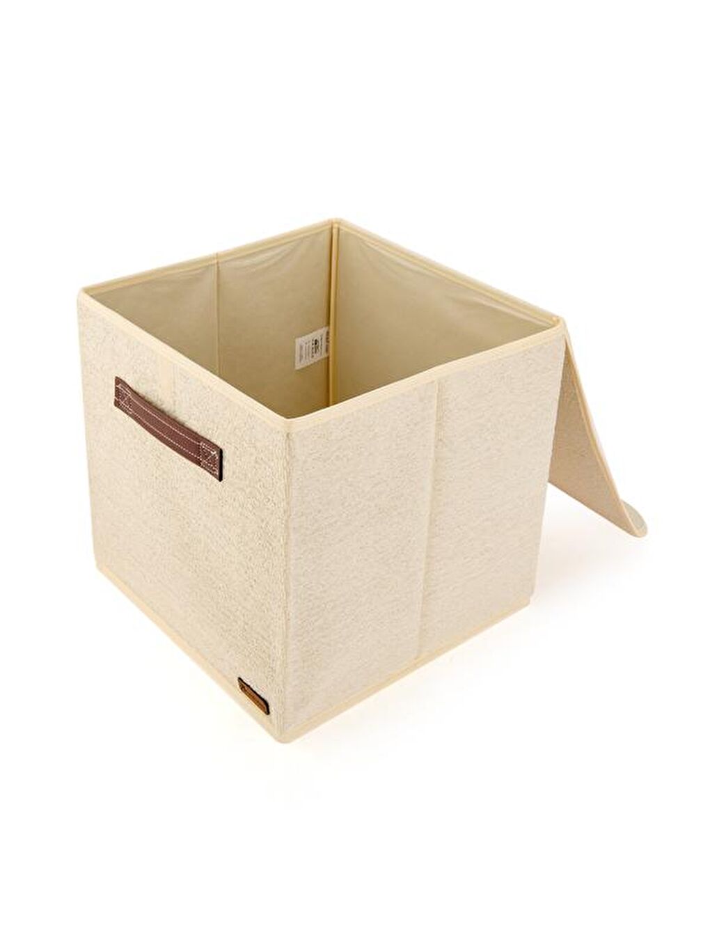 Ekru Kumaş Kapaklı Kutu - Krem - 30x30x30 cm-1