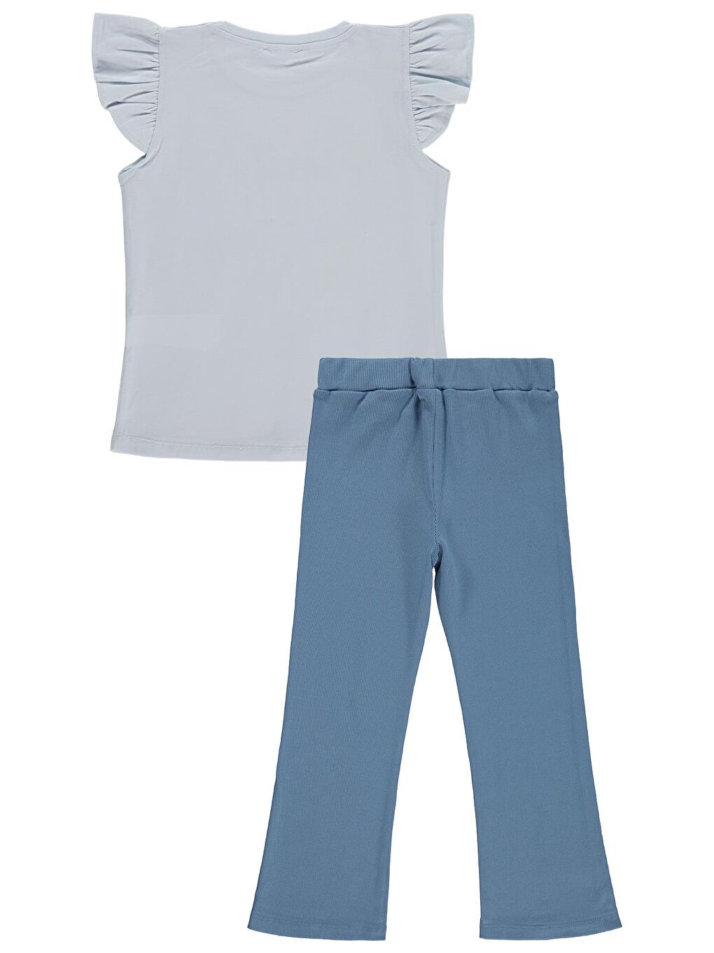 Girls Kız Çocuk Smile Baskılı 6-9 Yaş Takım - Açık Mavi-Koyu İndigo-1