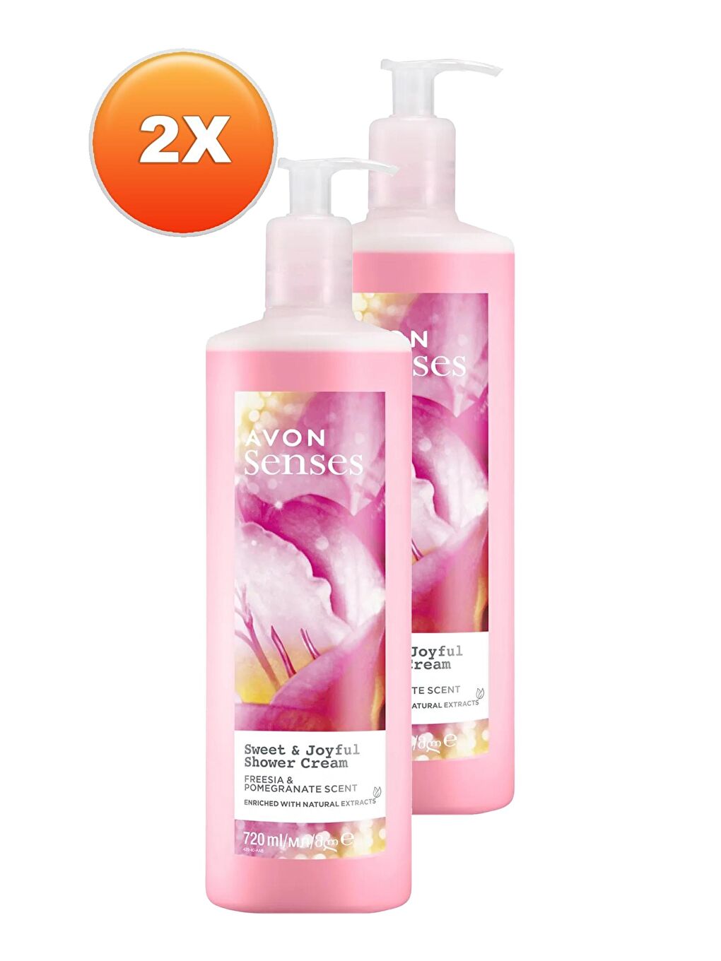 AVON Renksiz Senses Sweat & Joyful Frezya ve Nar Kokulu Krem Duş Jeli 720 Ml. İkili Set - 1