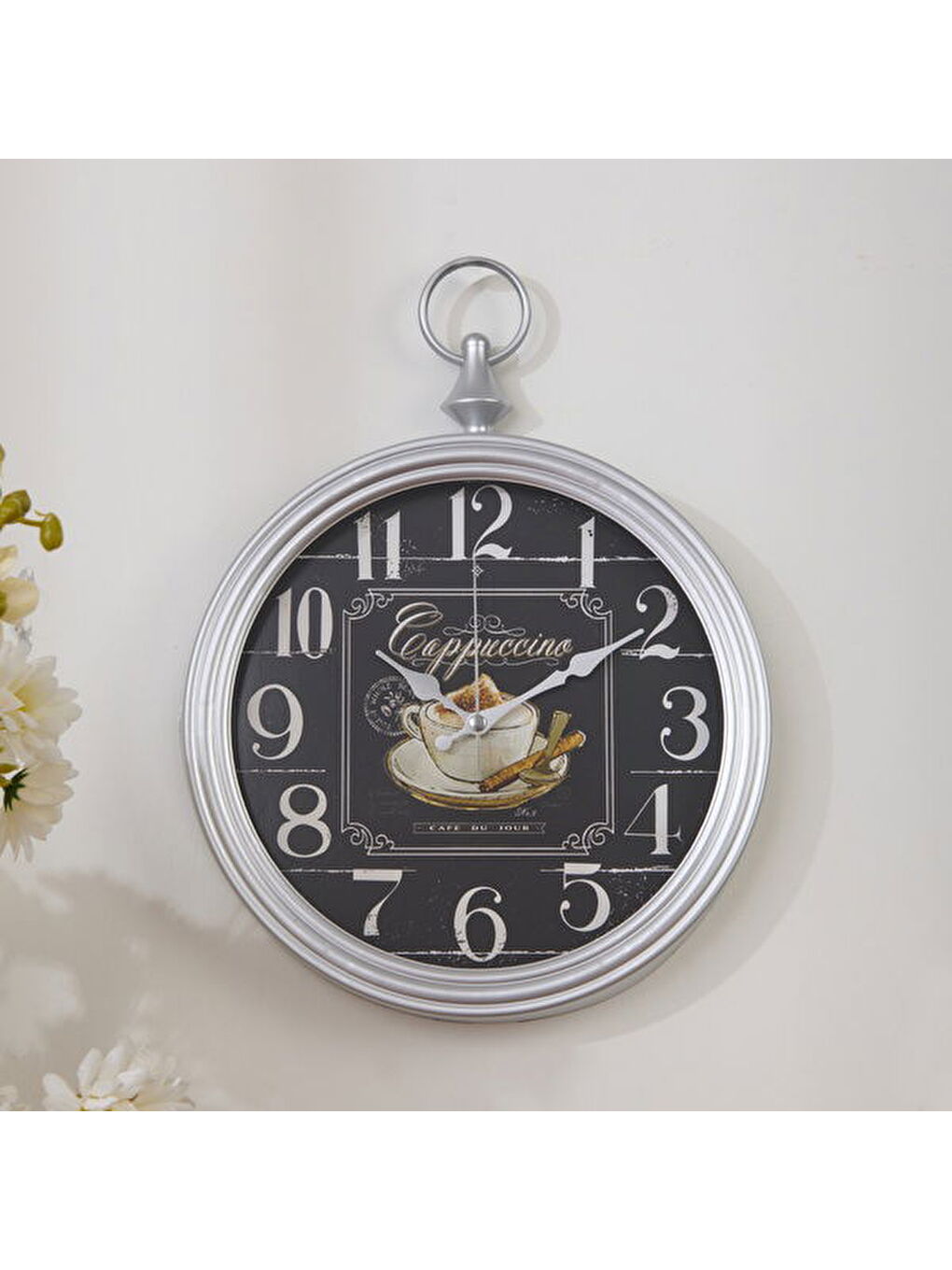 Dekoratif Kadran Duvar Saati - Gri - 30x38 cm