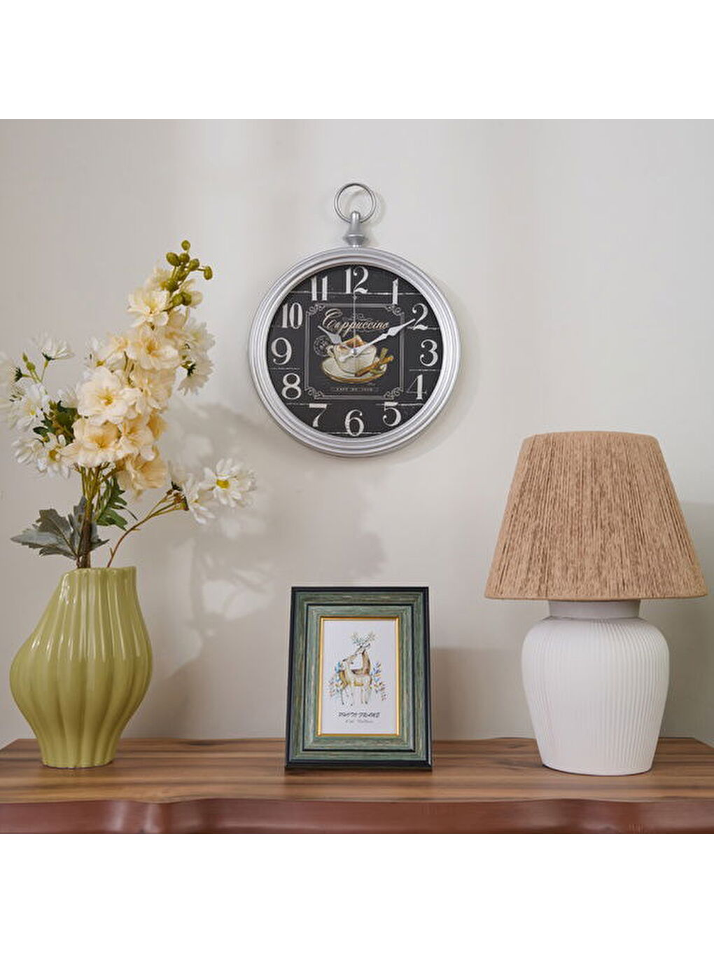 Dekoratif Kadran Duvar Saati - Gri - 30x38 cm-1