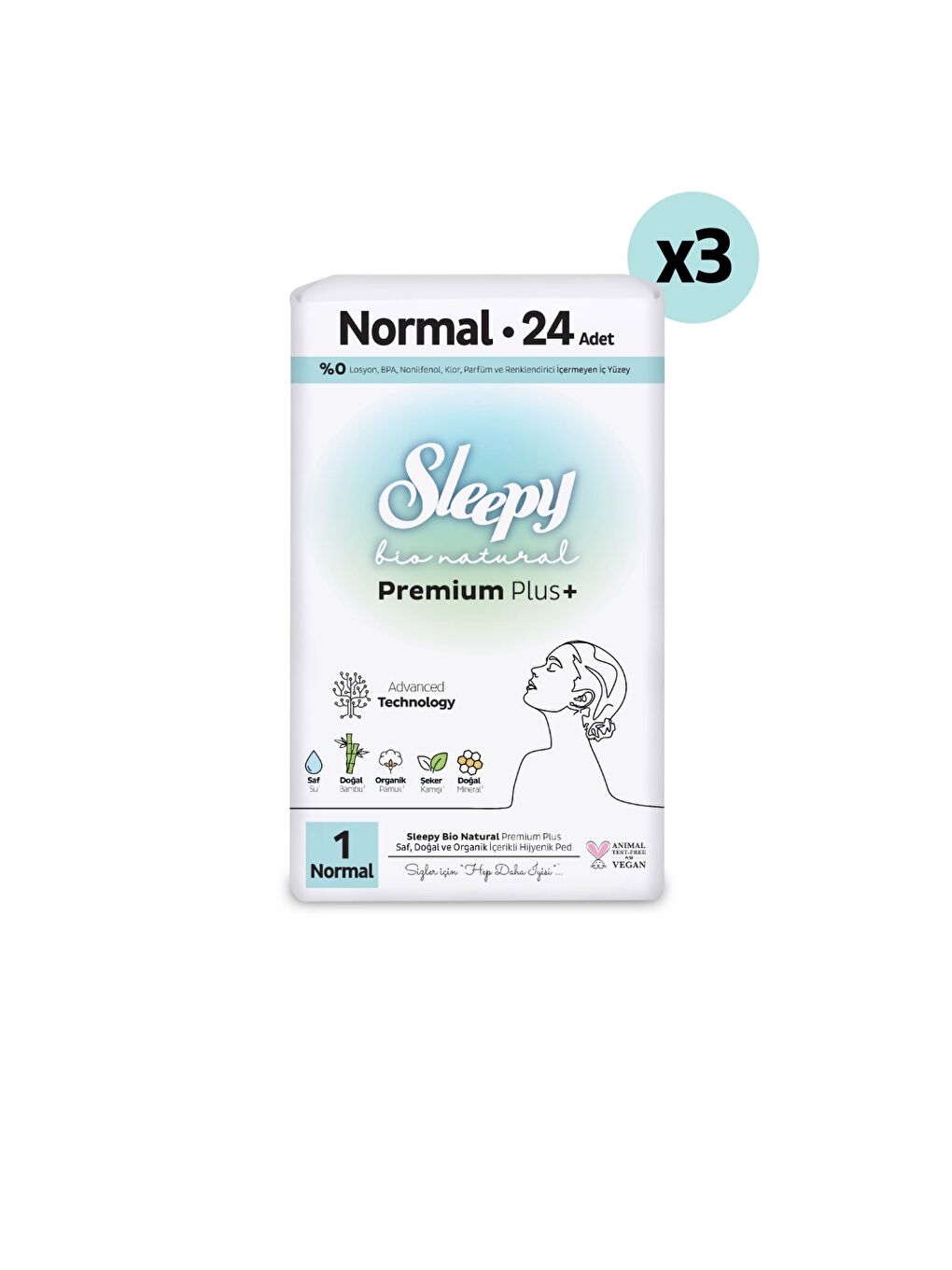 Bio Natural Premium Plus Hijyenik Ped Süper Avantaj Paketi Normal 72 Adet-1