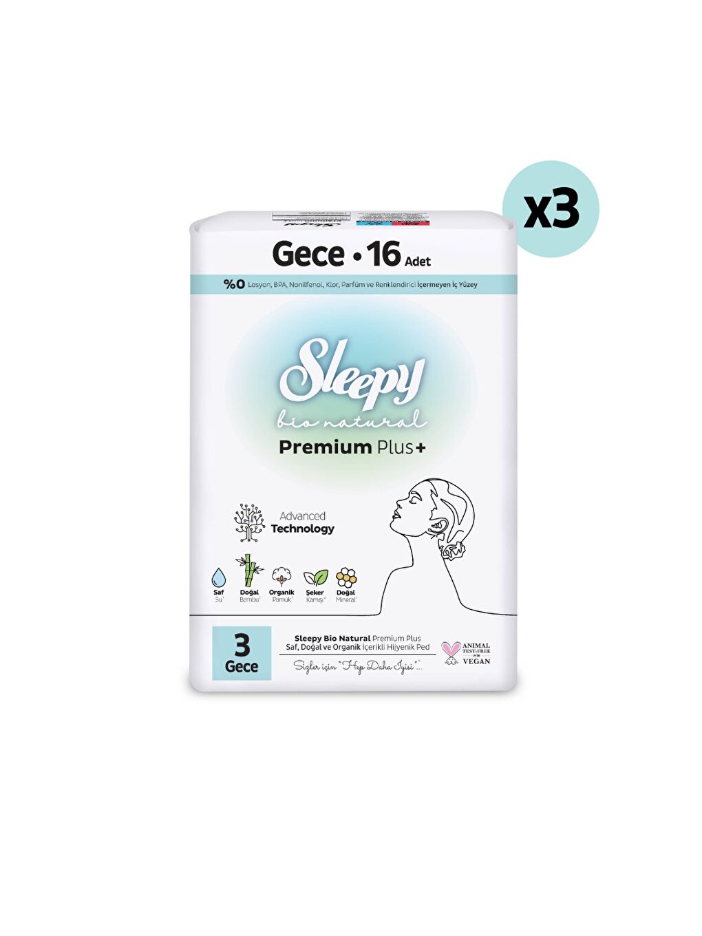 Bio Natural Premium Plus Hijyenik Ped Süper Avantaj Paketi Gece 48 Adet-1