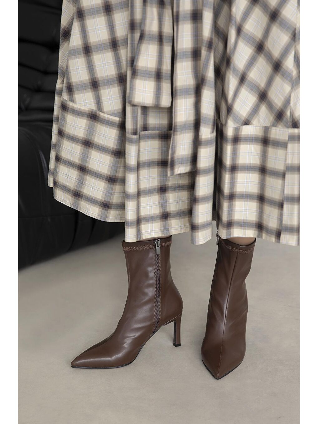 Kahverengi Erıca Kadın Streç Deri  Bot Kahve-2